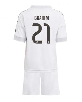 Real Madrid Brahim Diaz #21 Maglia Gara Casa Repliche 2025-26 Bambino Maniche Corte